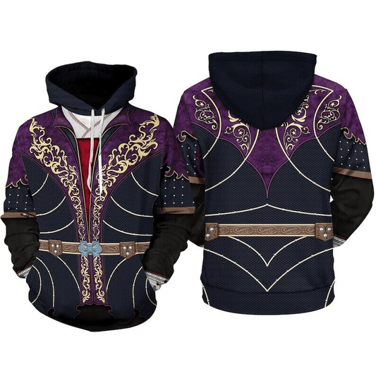 Baldur's Gate Hoodie Baldur's Gate Astarion Costume Hoodie Black Purple Unisex