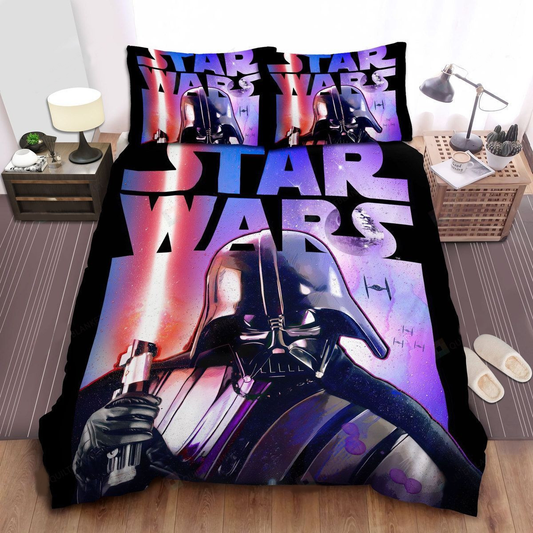 SW Bedding Set Darth Vader With His Lightsaber Duvet Covers Purple Unique Gift