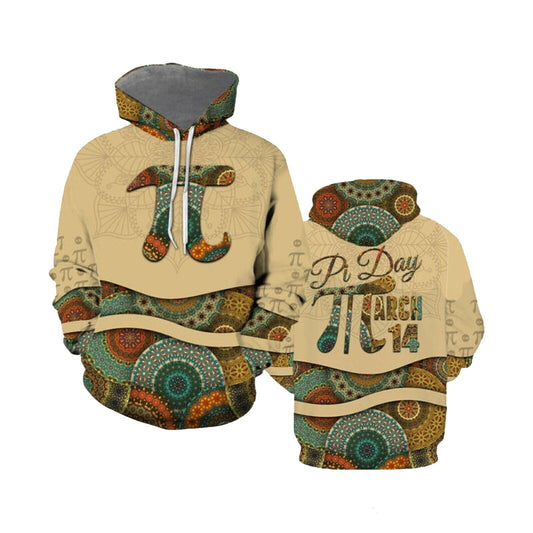 Pi Hoodie March 14 Vintgae Mandala Pi Day Hoodie Math Hoodie Colorful Unisex