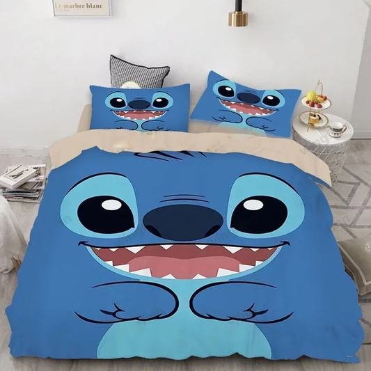 Lilo And Stitch Bedding Set Stitch Face And Body Duvet Covers Blue Unique Gift