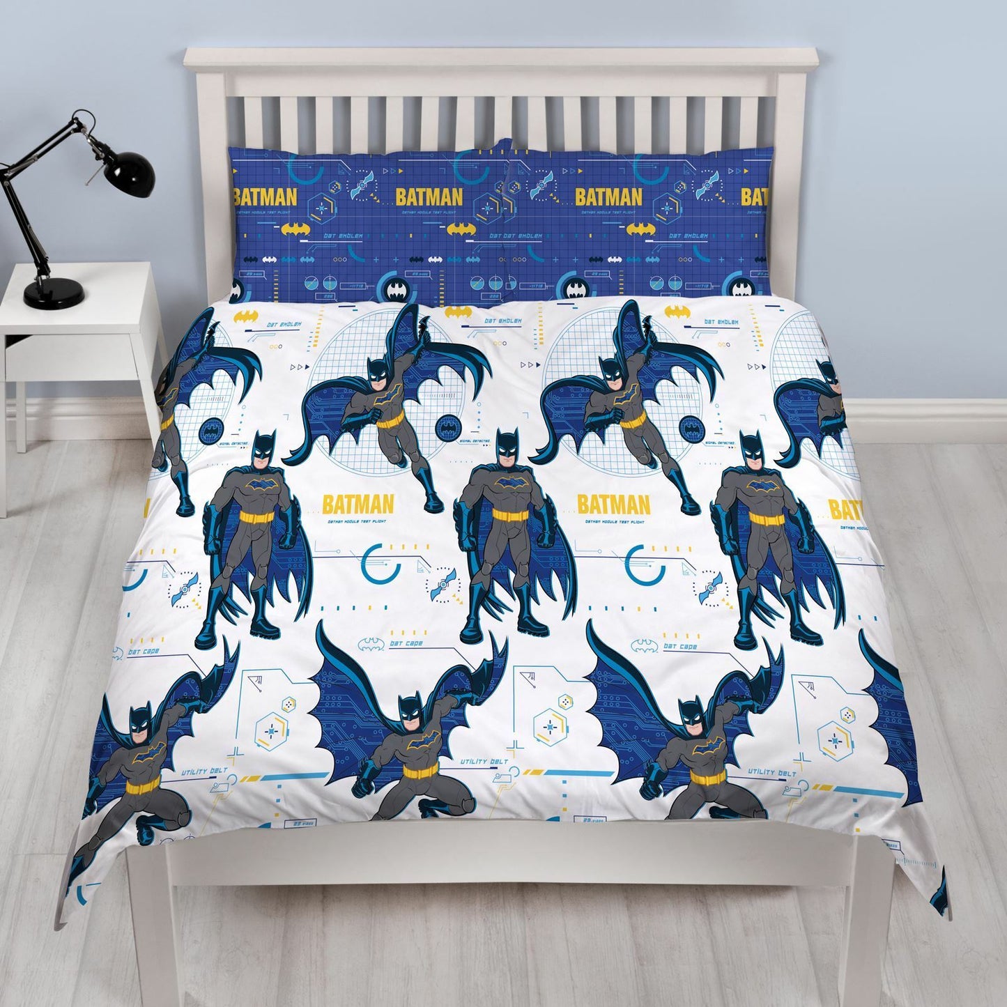 Batman Bedding Set DC Batman Poses Pattern Duvet Covers White Blue Unique Gift