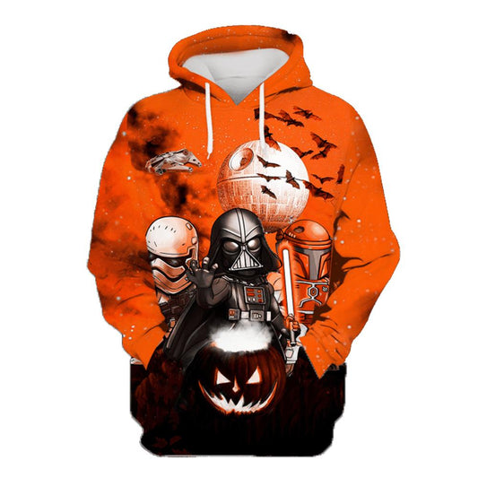 SW Halloween Hoodie SW Darth Vader Stormtrooper Halloween Night Orange Hoodie