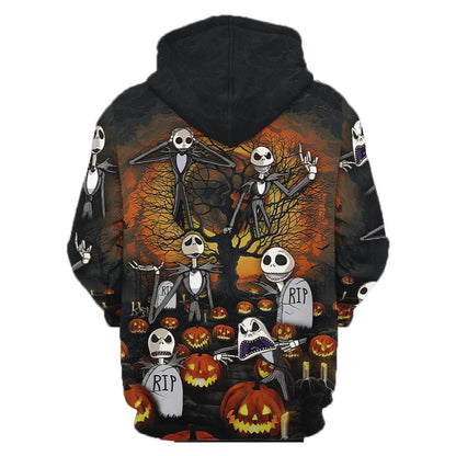 DN Halloween Hoodie Many Jack Skellington in Graveyard Halloween Night Hoodie