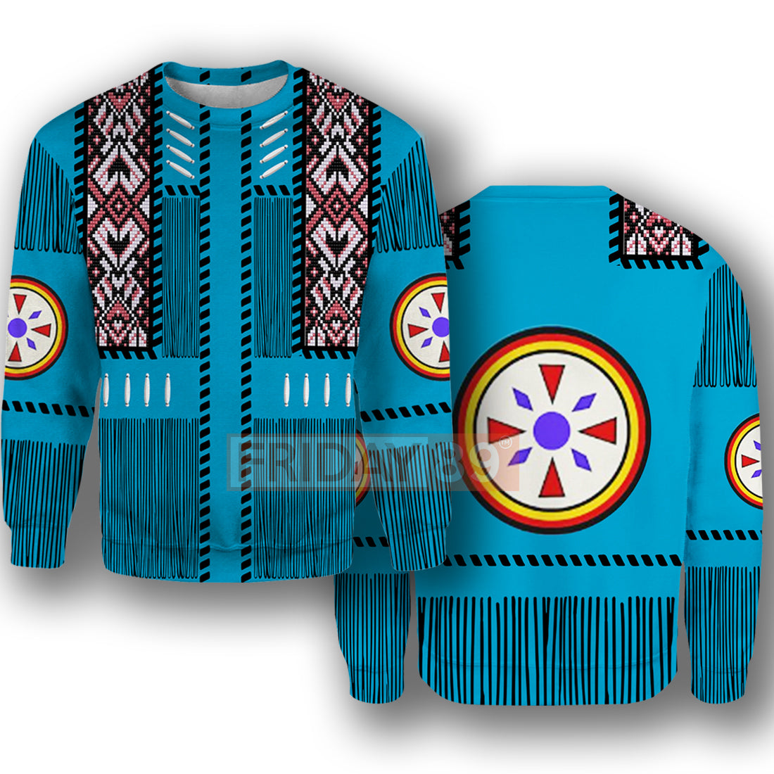 Unifinz Native American T-shirt Blue Native American Spirit Symbols 3D Print T-shirt Native American Hoodie Sweater Tank 2024