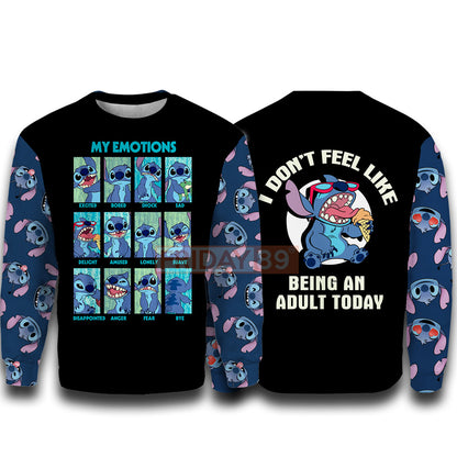 Unifinz DN Stitch T-shirt Stitch Emotions Hoodie I Don't Feel Like Being An Adult Today Stitch T Shirt Cute DN Stitch Hoodie Sweater Tank 2024