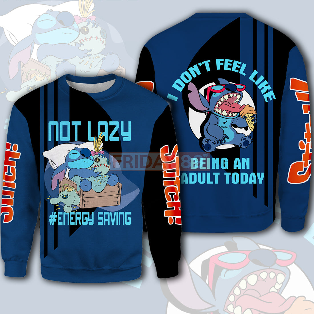 Unifinz DN T-shirt Stitch Not Lazy Energy Saving 3D Print T-shirt Funny Cute DN Stitch Hoodie Sweater Tank 2025