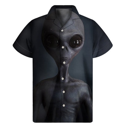 Unifinz Alien Hawaii Shirt Scary Grey Alien 3D Hawaiian Aloha Shirt Adult Full Print 2022