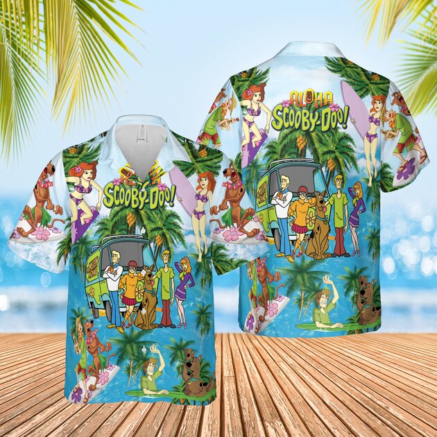 Unifinz Scooby-Doo Hawaiian Shirt Aloha Scooby-Doo On Vacation Hawaii Shirt Cute Scooby-Doo Aloha Shirt 2023