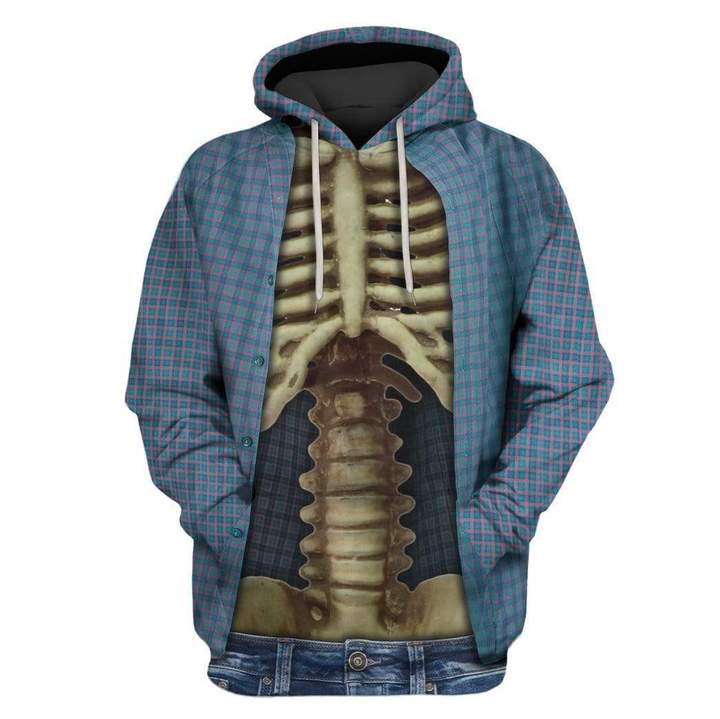 Halloween Hoodie Skeleton Hoodie Skeleton Chest Inside Blue Costume 3d Hoodie