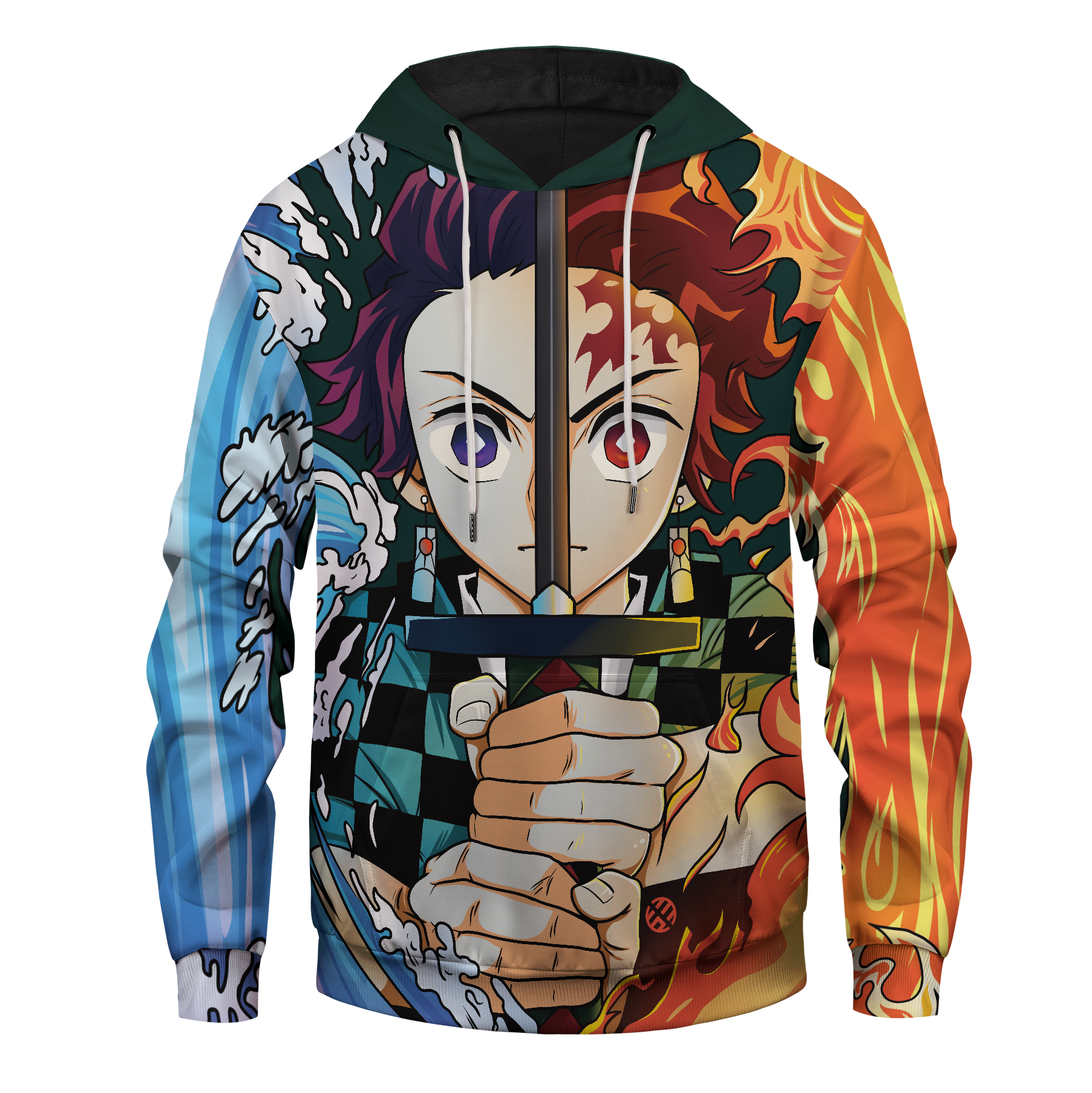 Unifinz Demon Slayer Hoodie Tanjiro Kamado Water Fire Kimetsu No Yaiba Logo Hoodie Demon Slayer Apparel 2022