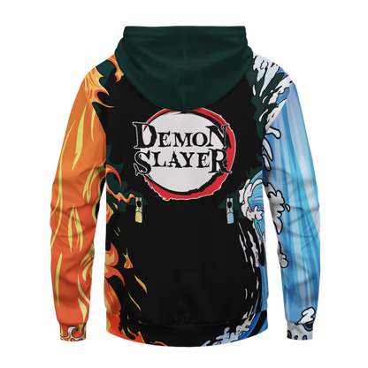 Unifinz Demon Slayer Hoodie Tanjiro Kamado Water Fire Kimetsu No Yaiba Logo Hoodie Demon Slayer Apparel 2022