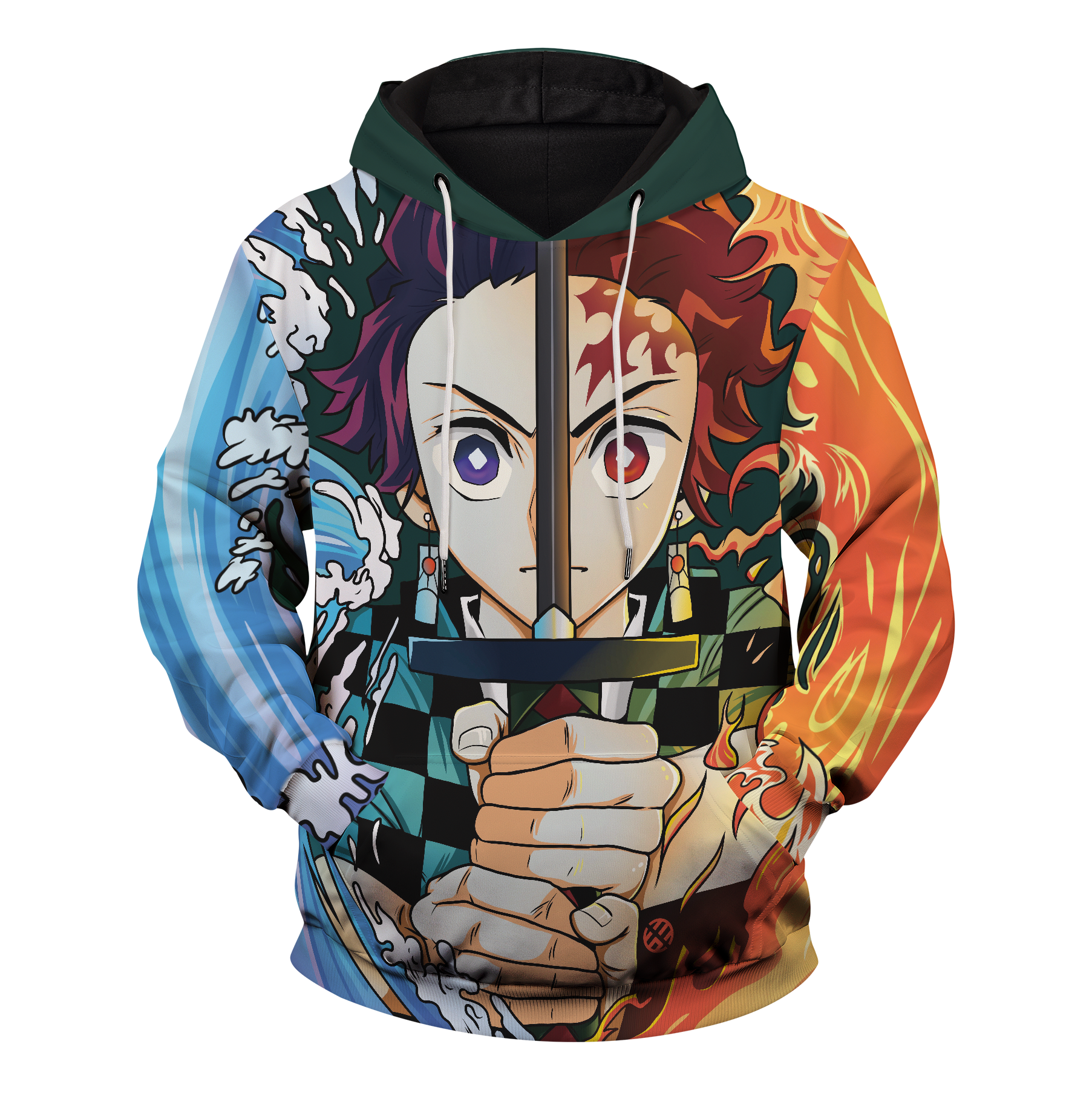 Unifinz Demon Slayer Hoodie Tanjiro Kamado Water Fire Kimetsu No Yaiba Logo Hoodie Demon Slayer Apparel 2022