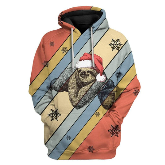  Sloth T-shirt Vintage Sloth Christmas Multicolor T-shirt Hoodie Adult Full Print