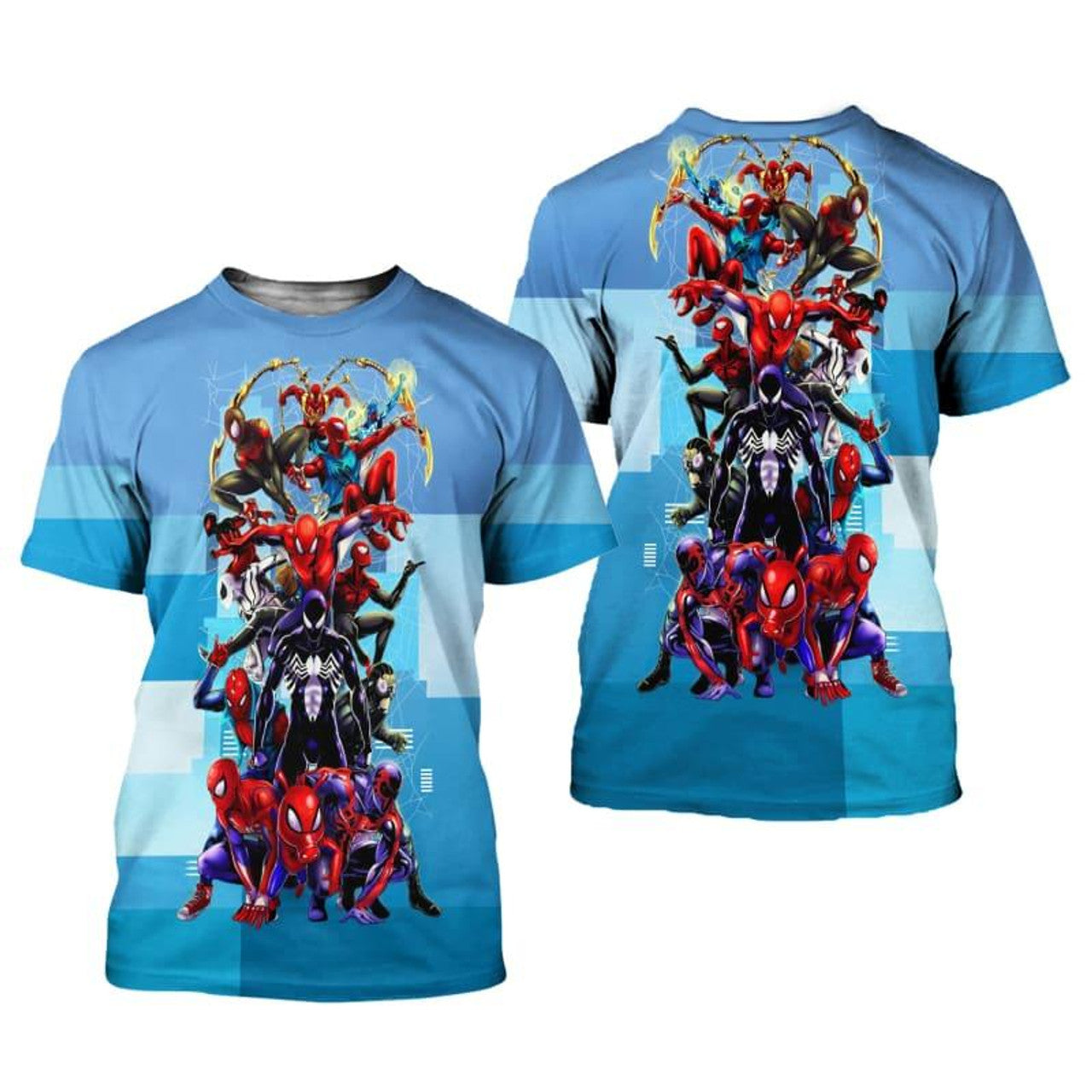 Spiderman Hoodie MV Spiderman All Dimensions Graphic T-shirt Blue Unisex