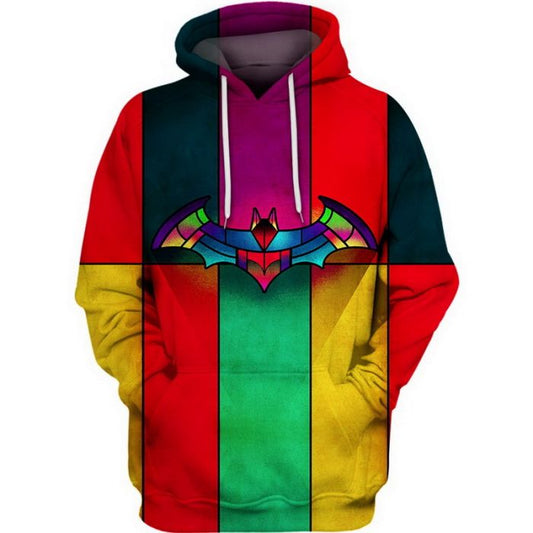 Batman Hoodie DC Stained Glass Batman Symbol Hoodie Colorful Unisex