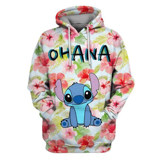 DN Hoodie Stitch Hoodie Stitch Ohana Flowers Pink Hoodie