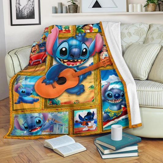 DN Blanket Stitch Playing Guitar Blanket