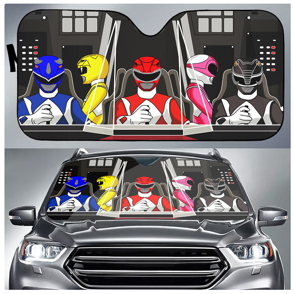 Unifinz Power Ranger Car Sun Shade PR Inside Cockpits Auto Sun Shade Cool Power Ranger Windshield Sun Shade 2022