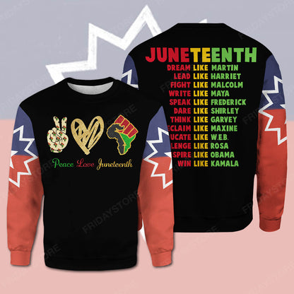 Unifinz Juneteenth T-shirt Peace Love Junteenth Black Red Green Yellow T-shirt Juneteenth Hoodie Juneteenth Sweatshirt Tank 2022