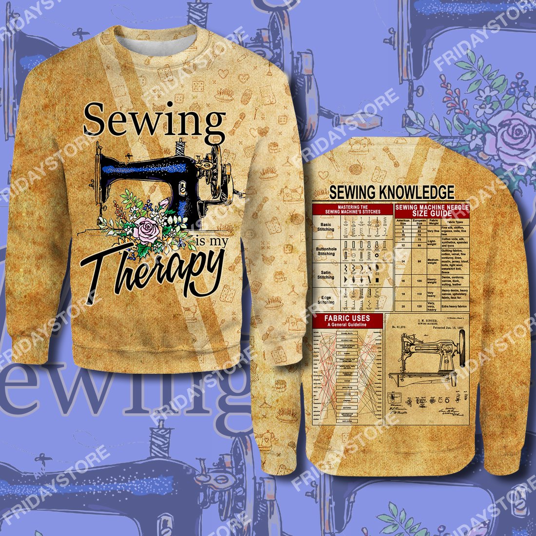 Sewing Is My Therapy All Over Print Hoodie T-shirt