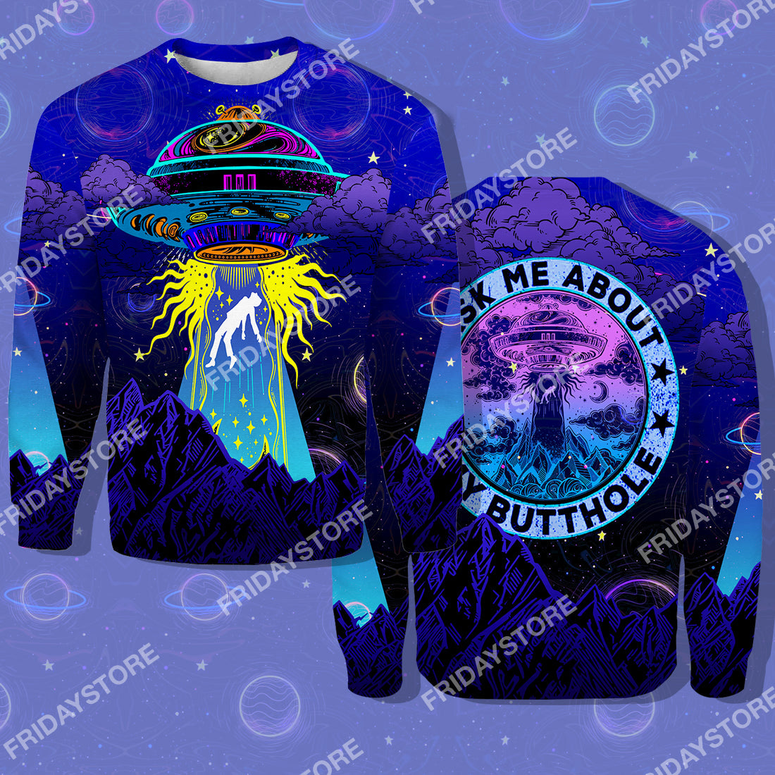 Unifinz Alien T-shirt Ask Me About My Butthole Alien T-shirt Cool High Quality Alien Hoodie Sweater Tank 2024