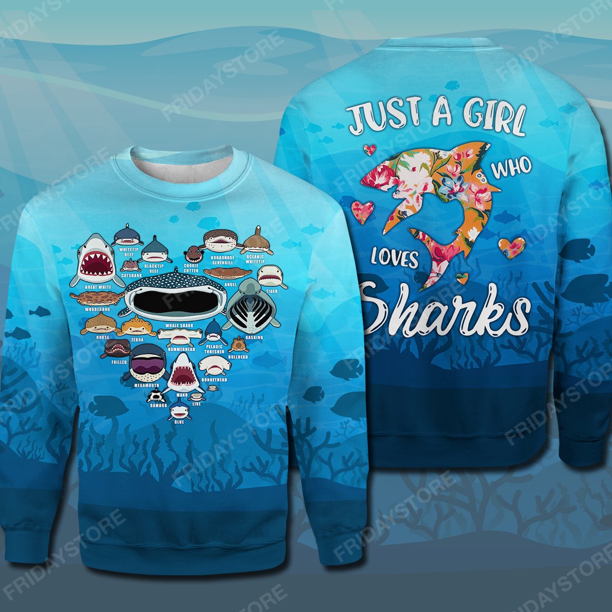 Just A Girl Who Loves Sharks All Over Print Hoodie T-shirt