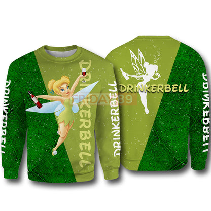 Unifinz DN T-shirt Drinkerbell Green Frost Fairy TinkerBell 3D Print T-shirt Funny DN TinkerBell Hoodie Sweater Tank 2024