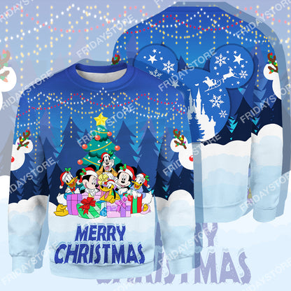 Unifinz DN T-shirt Mouse And Friends Together Under Christmas Tree T-shirt High Quality DN MK Mouse Hoodie Sweater Tank 2024