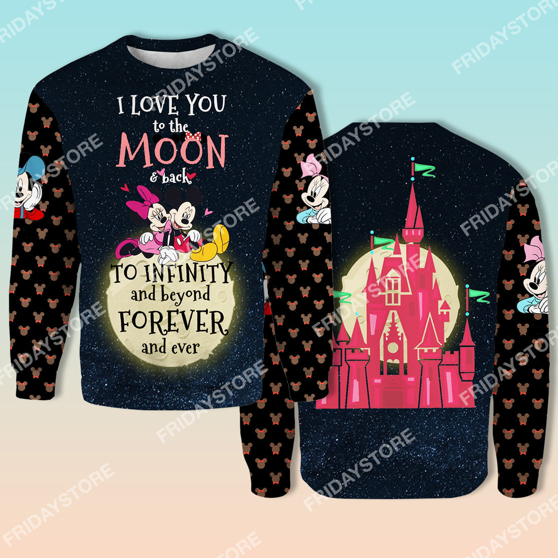 Unifinz DN T-shirt Love You To The Moon & Back To Infinity Mouse Couple T-shirt Cute DN MK MN Mouse Hoodie Sweater Tank 2024