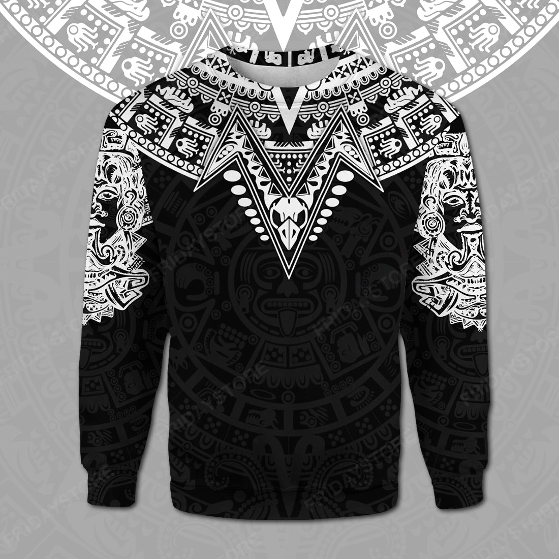 Unifinz Mexican T-shirt Mexican Culture Aztec Pattern Black White T-shirt Hoodie Adult Women Men Full Print Unisex 2022