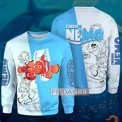 Unifinz DN T-shirt Finding Nemo Blue T-shirt Amazing DN Finding Nemo Hoodie Sweater Tank 2024