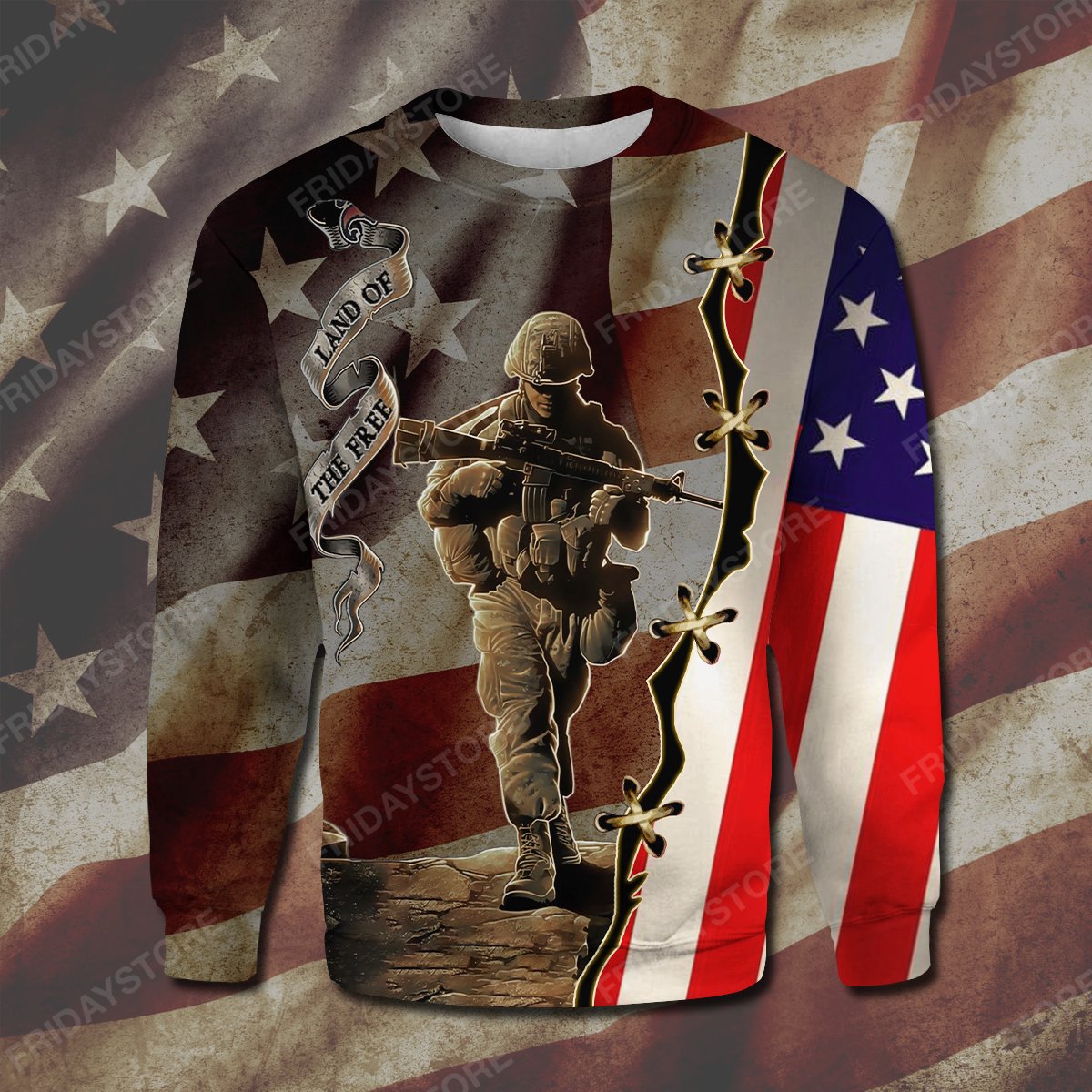 Land Of The Free Veteran All Over Print Hoodie T-shirt