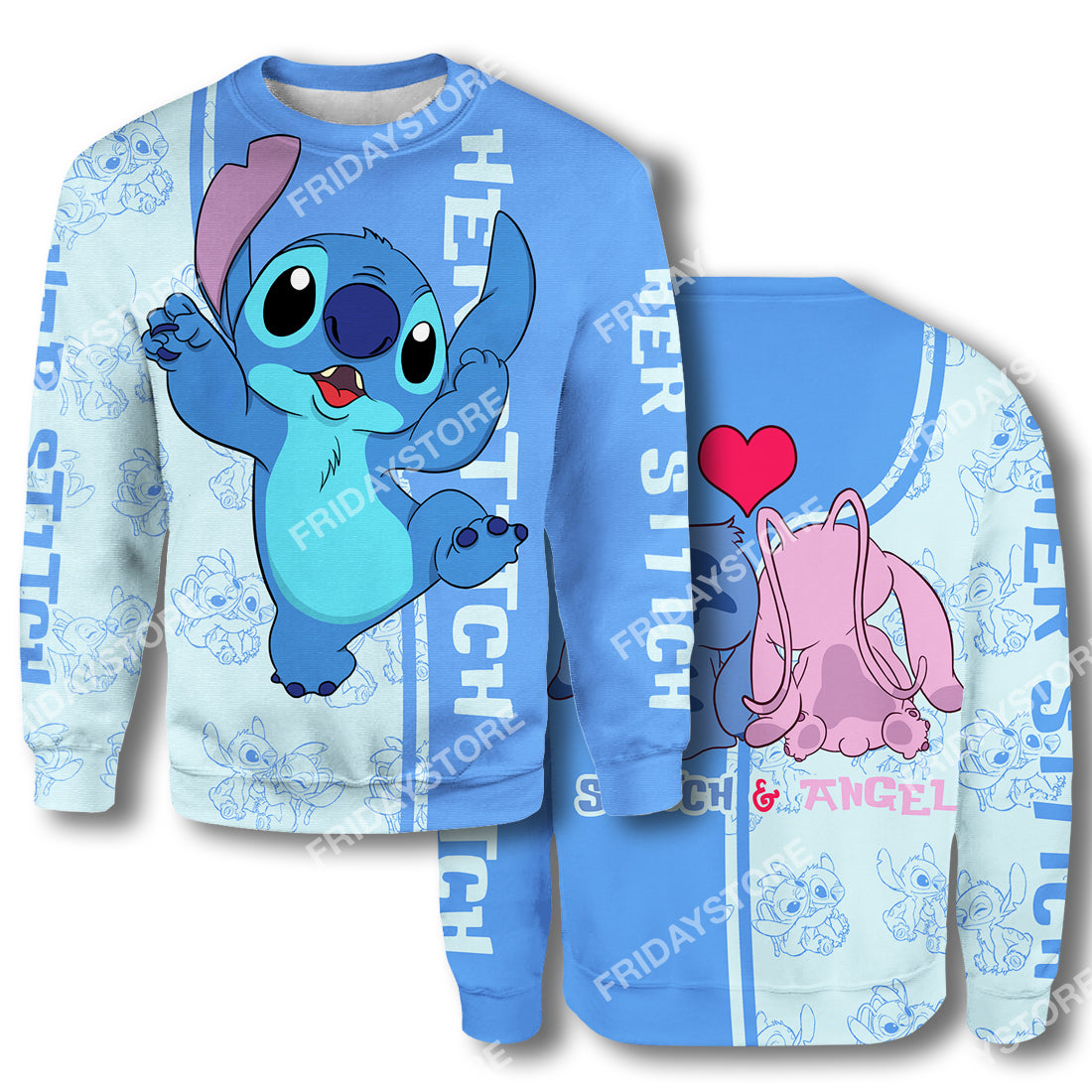 Unifinz LAS T-shirt Her Stitch Adorable Couple T-shirt Cute High Quality DN Stitch Hoodie Sweater Tank 2024
