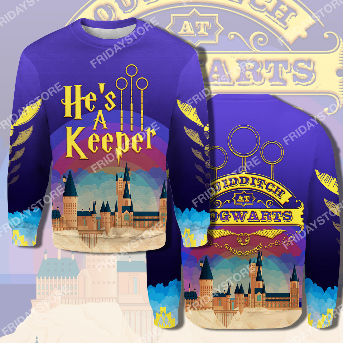 Unifinz HP T-shirt Quidditch Couple He's A Keeper T-shirt Awesome High Quality HP Hoodie Sweater Tank Couple Apparel 2024