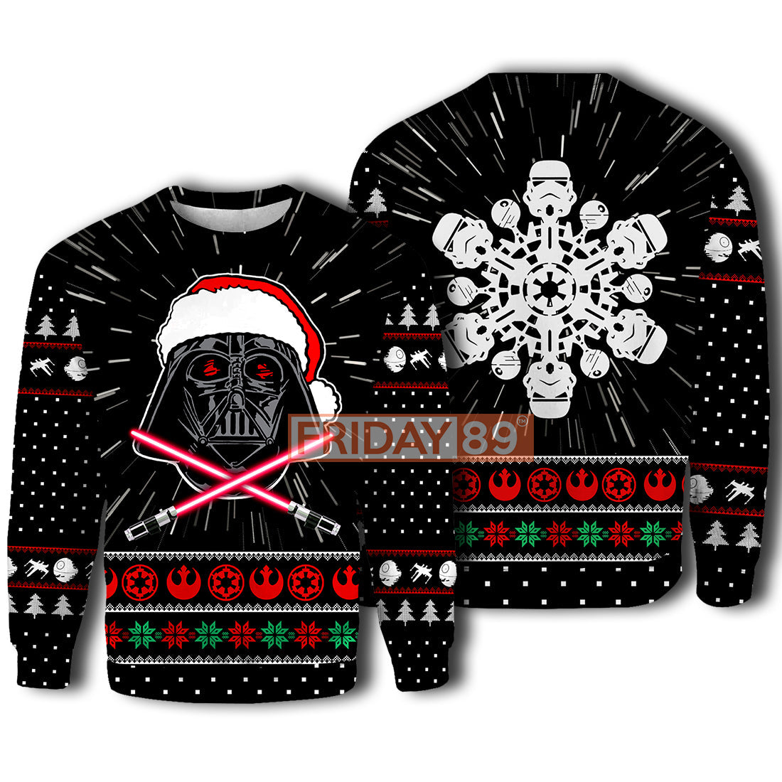 Unifinz SW T-shirt SW Santa D.Vader And Stormtrooper Christmas Snowflake T-shirt Cool SW Hoodie Sweater Tank 2023