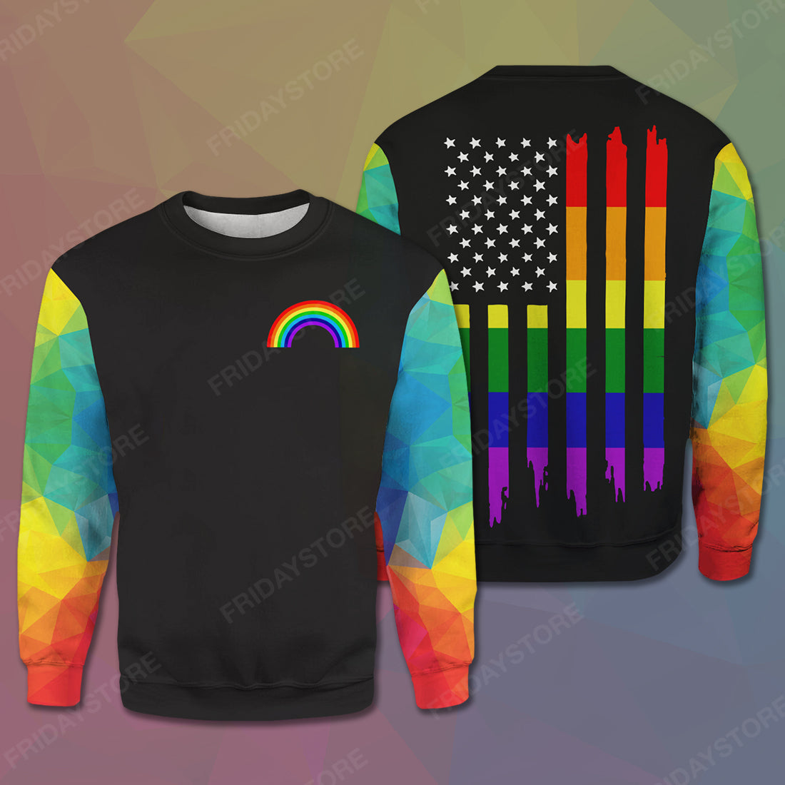 Unifinz LGBT Pride T-shirt LGBT Rainbow Polygon American Flag T-shirt LGBT Hoodie 2022