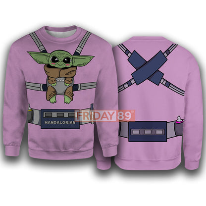 Unifinz SW T-shirt Baby Yoda Mando Carrier 3D Print Hoodie Baby Yoda Pink Hoodie SW Hoodie Sweater Tank 2024