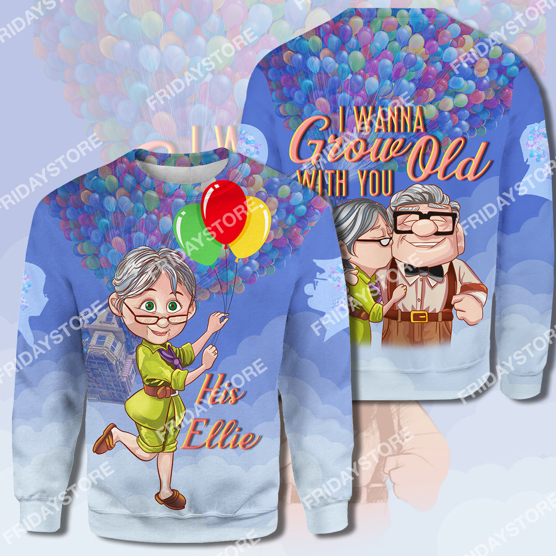 Unifinz DN Up T-shirt I Wanna Grow Old With You Up Couple His Ellie T-shirt Awesome DN Up Hoodie Sweater Tank 2024