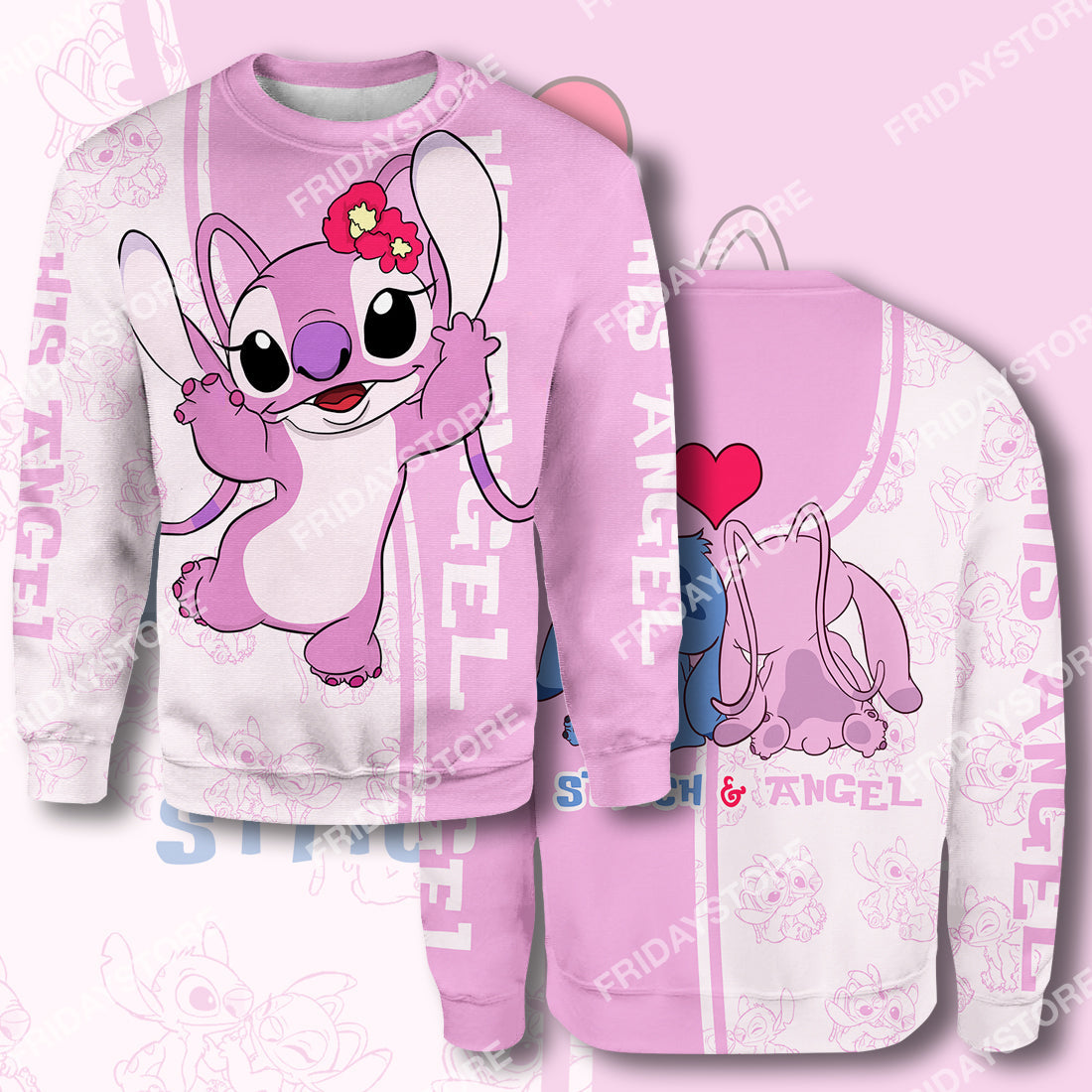 Unifinz LAS T-shirt Stitch Angel Adorable Couple All Over Print Stitch Couple T-shirt Cute High Quality DN Stitch Hoodie Sweater Tank 2024