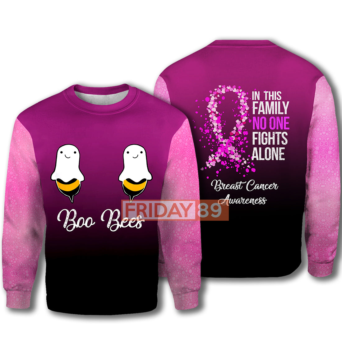 Unifinz Breast Cancer Hoodie Boo Bees Breast Cancer Awareness T-shirt Breast Cancer Shirt Sweater Tank 2023