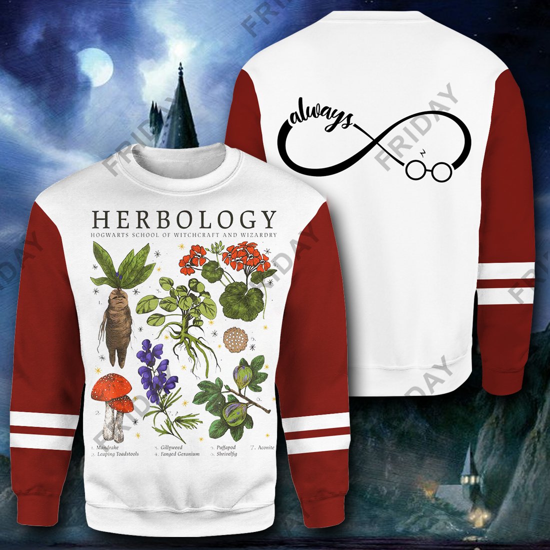 Unifinz HP T-shirt Herbology Always Infinity Red White T-shirt High Quality HP Hoodie Sweater Tank 2024