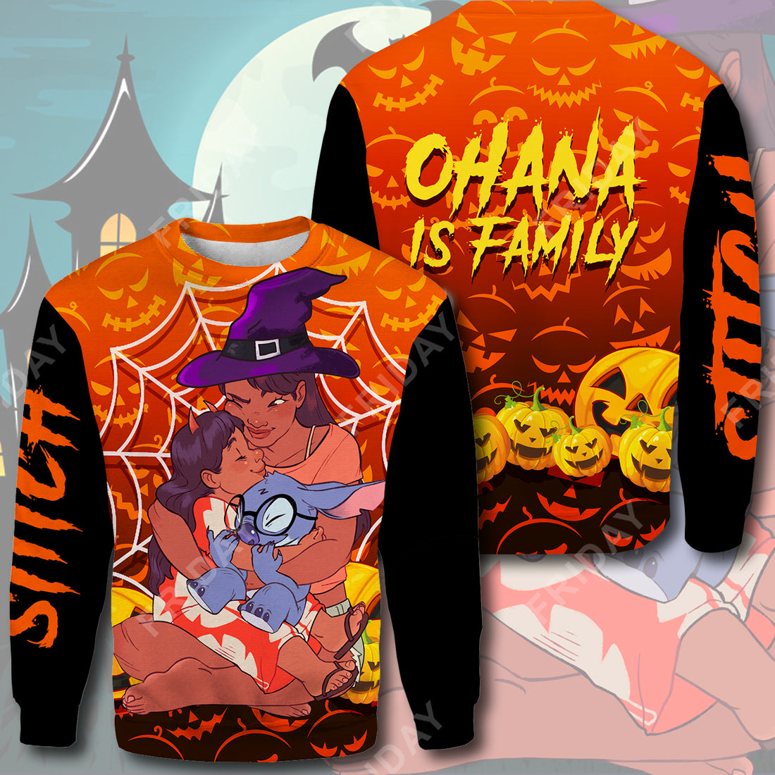 Unifinz LAS T-shirt Ohana Is Family Halloween T-shirt High Quality Awesome DN Stitch Hoodie Sweater Tank 2024