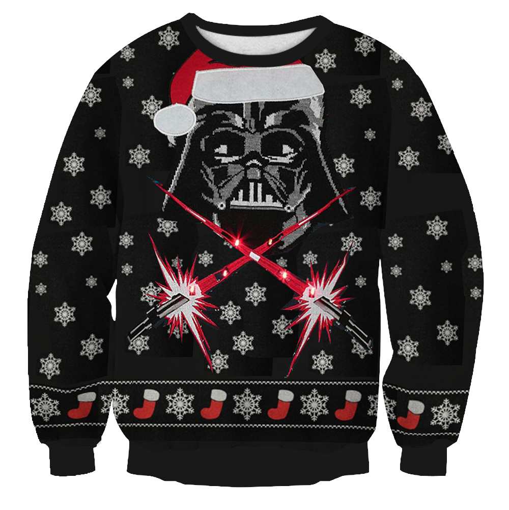 SW Ugly Sweater I Find you Lack Of Cheer Disturbing Sith Reindeer Black Sweater