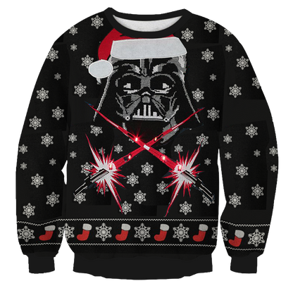 SW Ugly Sweater I Find you Lack Of Cheer Disturbing Sith Reindeer Black Sweater