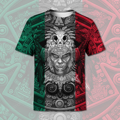 Unifinz Mexican T-shirt Mexican Flag Aztec Warrior 3D T-shirt Hoodie Adult Women Men Full Print Unisex 2022