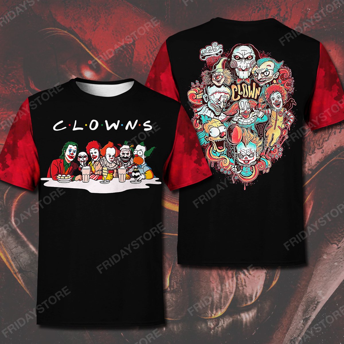 Horror Movies Clowns All Over Print Hoodie T-shirt