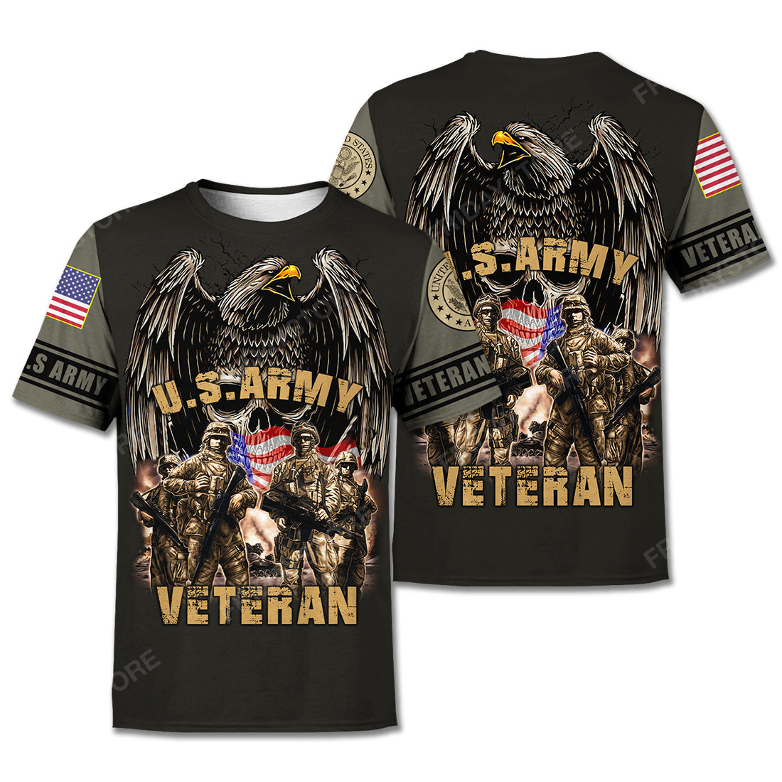 Unifinz United States Army Veteran Hoodie Black Eagle Soldier Cool High Quality T-shirt Veteran Shirt Apparel 2023