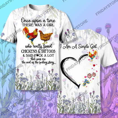 Simple Girls Who Loved Chickens And Tattoos All Over Print Hoodie T-shirt