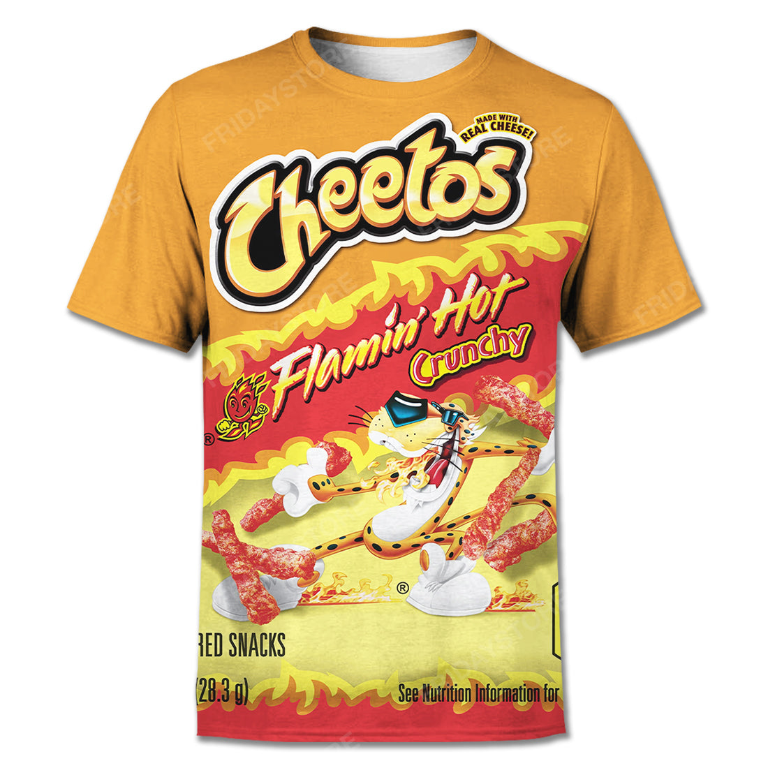 Cheetos T-shirt Cheetos Flaming Hot Crunchy Orange T-shirt Hoodie Adult Full Size Full Print