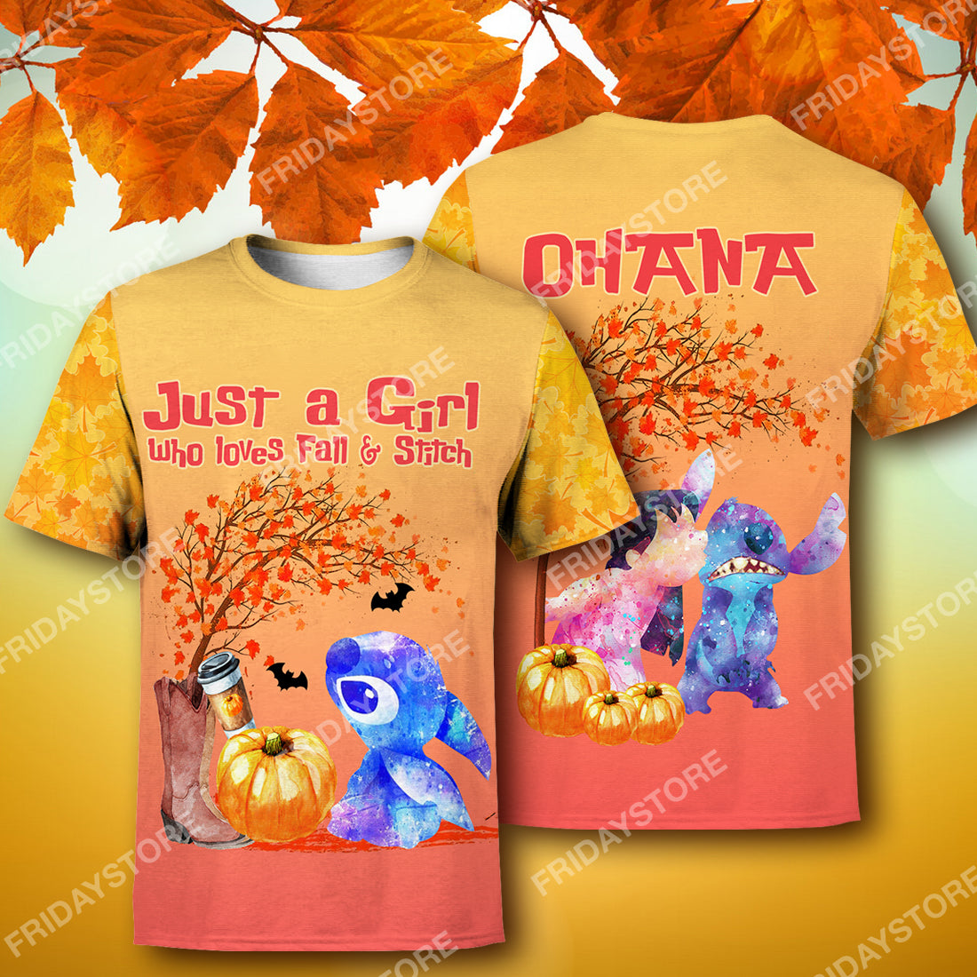 Unifinz LAS T-shirt Just A Girl Who Loves Fall And Stitch T-shirt Cute High Quality DN Stitch Hoodie Sweater Tank 2026